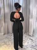 Sexy Backless Slim-fitting High-waisted Straight Jumpsuit