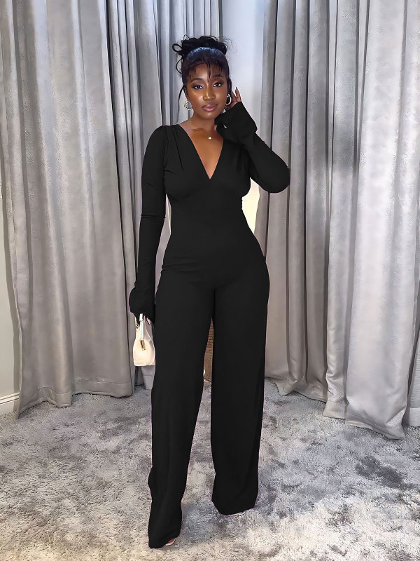 Sexy Backless Slim-fitting High-waisted Straight Jumpsuit