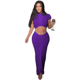 Sexy Knitted See-through Low Waist Hip Skirt Suit