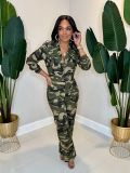 Autumn And Winter Camouflage V-neck Casual Jumpsuit