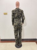 Autumn And Winter Camouflage V-neck Casual Jumpsuit