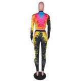 Sexy Colorful Splash Ink Casual Two-piece Set