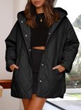 Casual Diamond Quilted Hooded Lightweight Jacket
