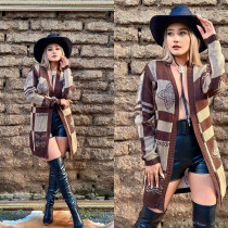 Autumn And Winter Fashionable Casual Printed Cardigan Knitted Jacket