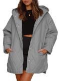 Casual Diamond Quilted Hooded Lightweight Jacket