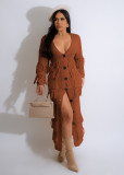 Fashionable Sweater Tassel Sexy V-neck Knitted Dress