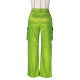 Fashionable Casual Solid Color Multi-pocket Overalls
