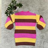 New Autumn And Winter Casual Contrasting Color Knitted Round Neck Dress