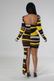 Fashionable Round Neck Knitted Slim Backless Dress