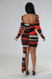 Fashionable Round Neck Knitted Slim Backless Dress
