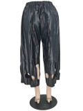 Autumn And Winter Hollow Straight Leather Pants