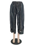 Autumn And Winter Hollow Straight Leather Pants
