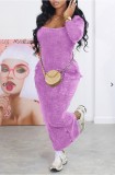 Sexy Hot Girl Printed Slit Bag Hip Dress
