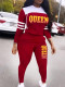 Spliced Hooded Letter Print Sports Two-piece Set