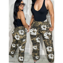 New Style Casual Camouflage Printed Cargo Straight Pants
