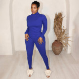 Turtleneck Long-sleeved Top And Trousers Two-piece Set