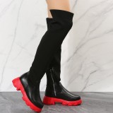 New Style Over-the-knee Round Toe PU Spliced Long Boots