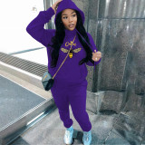 Plus Fleece Hooded Sweatshirt And Trousers Casual Sports Two-piece Set