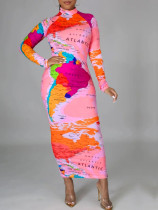 Fashionable Map Print Hip Dress