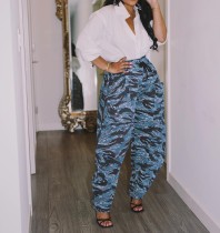 Casual Fashionable Camouflage Print Wide Leg Pants