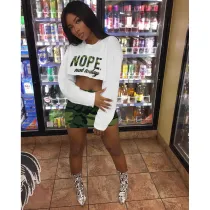Casual Camouflage Printed Skirt Two-piece Set