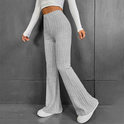 Fashionable Casual Solid Color Micro-flared High-waisted Trousers