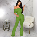 Sexy Waisted One-shoulder Solid Color Jumpsuit
