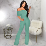 Sexy Waisted One-shoulder Solid Color Jumpsuit