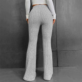 Fashionable Casual Solid Color Micro-flared High-waisted Trousers