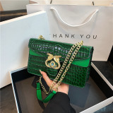 New Chain Crossbody Women's Bag Glossy Crocodile Pattern Small Square Bag