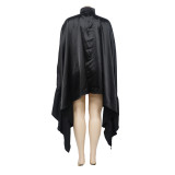 Autumn Pleated Long Solid Color Shawl Shirt