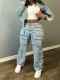 Stretch Multi-pocket Cargo-style Denim Trousers