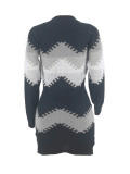 Fashionable Pullover Knitted Patchwork Dress