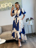 Irregular High-waisted Elegant Cardigan Printed Dress