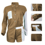 Fashionable Casual Solid Color Suit
