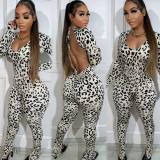 Casual Fashionable Backless Leopard Print Jumpsuit