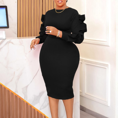 Stylish And Elegant Plus Size Long Sleeve Dress