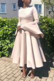 Autumn And Winter Solid Color Bell Sleeve Dress