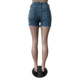 Hot Selling Beaded Denim Stretch Shorts