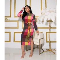Fashionable Printed Side Slit Slim Dress