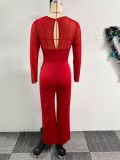 Sexy Patchwork Hollow Stretch Wide-leg Jumpsuit