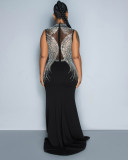 Hot Diamonds Mesh See-through Splicing Sleeveless Split Slimming Dress