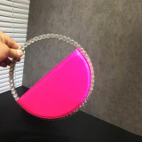 Stylish Rhinestone-encrusted Round French Satin Clutch Evening Bag