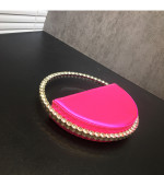 Stylish Rhinestone-encrusted Round French Satin Clutch Evening Bag