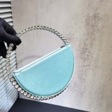 Stylish Rhinestone-encrusted Round French Satin Clutch Evening Bag