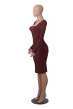 New Slim Fit Square Neck Tight Casual Dress