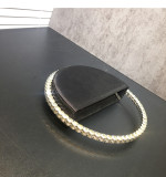 Stylish Rhinestone-encrusted Round French Satin Clutch Evening Bag