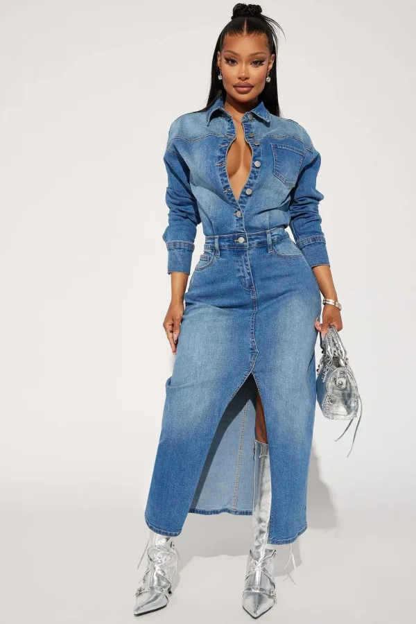 Fashion Women's Long Sleeve Cardigan Denim Cape Dress