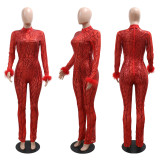 Sexy Sequin Slim Fit Long Sleeve Jumpsuit