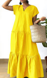 New Spring And Summer Multi-layer Solid Color Dress